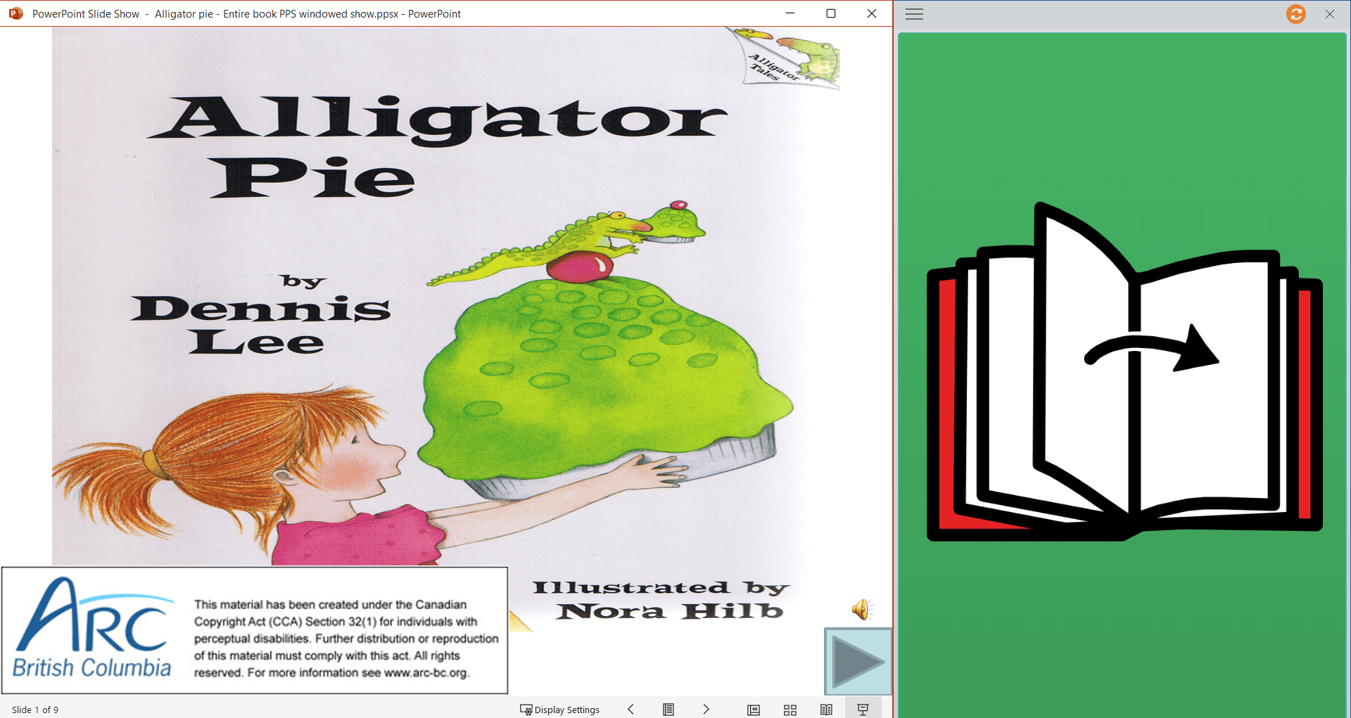 image of alligator accessible book page